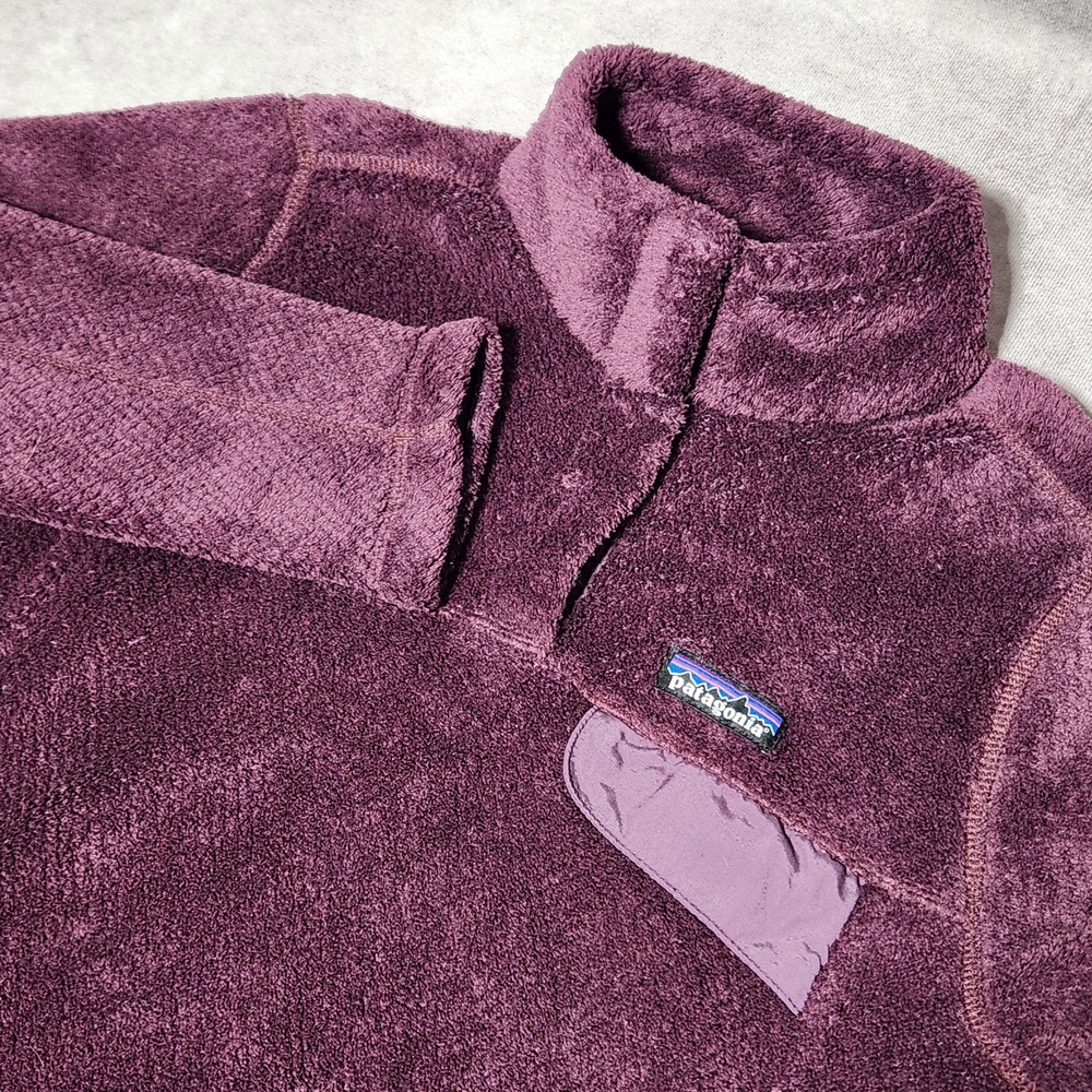 women's PATAGONIA Purple/plum Re-Tool Snap-T PolarTec Fleece logo Pullover sz S